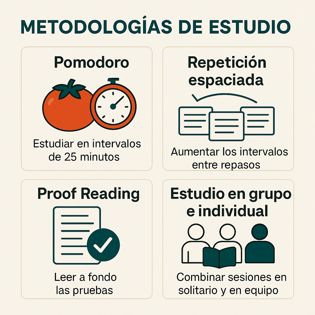 Infografía visual sobre metodologías de estudio para matemáticas